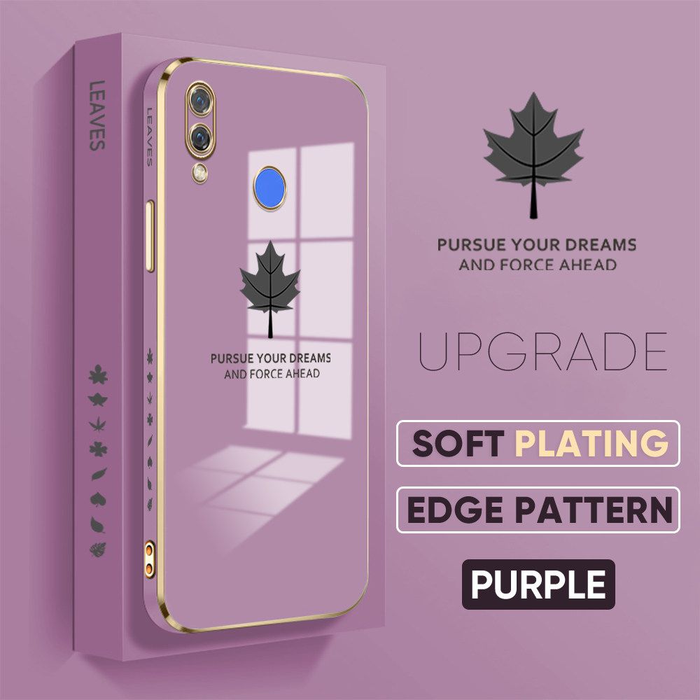TA for Huawei Nova 3 Back Cover + Free Lanyard Maple Leaf Luxury 6D Plating Case Side Pattern Soft Silicone Square Phone Cases