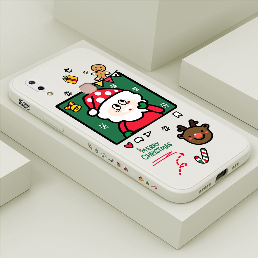 ZeroQiQi for Vivo V9 Case Santa Claus Christmas Gifts Side Printing Cases Soft Liquid Silicone Phone Cover