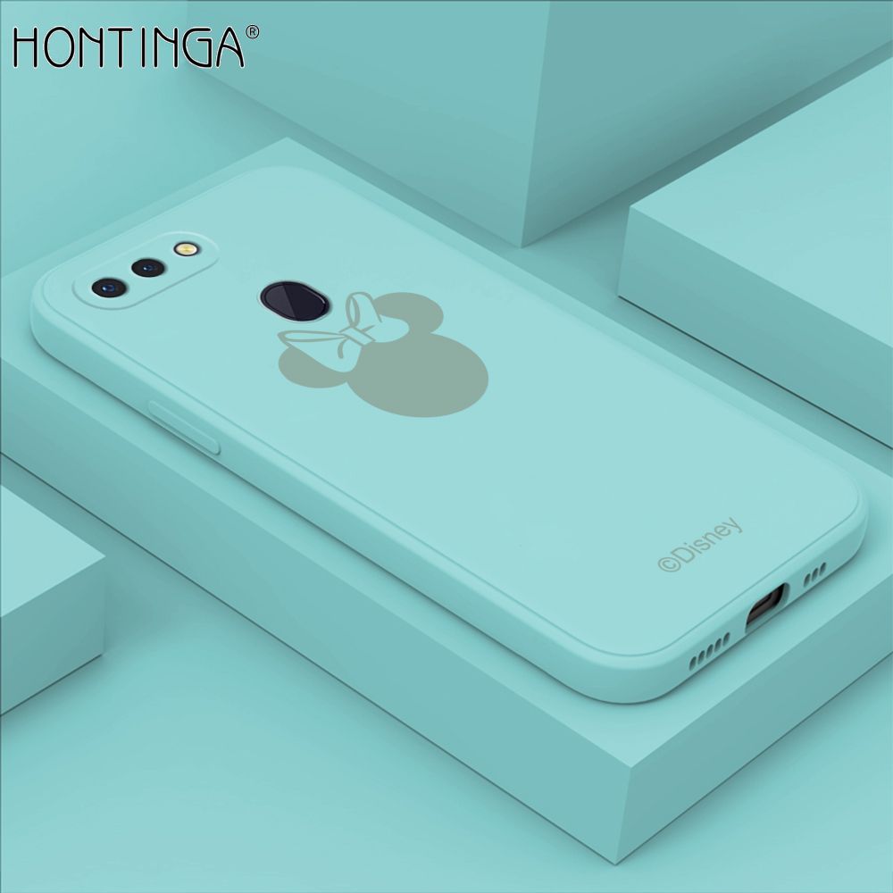 Hontinga for OPPO R15 Case Cartoon Mouse Phone Case Soft Square Edge Silicone Cases Full Lens Cover Shockproof Protection Cover