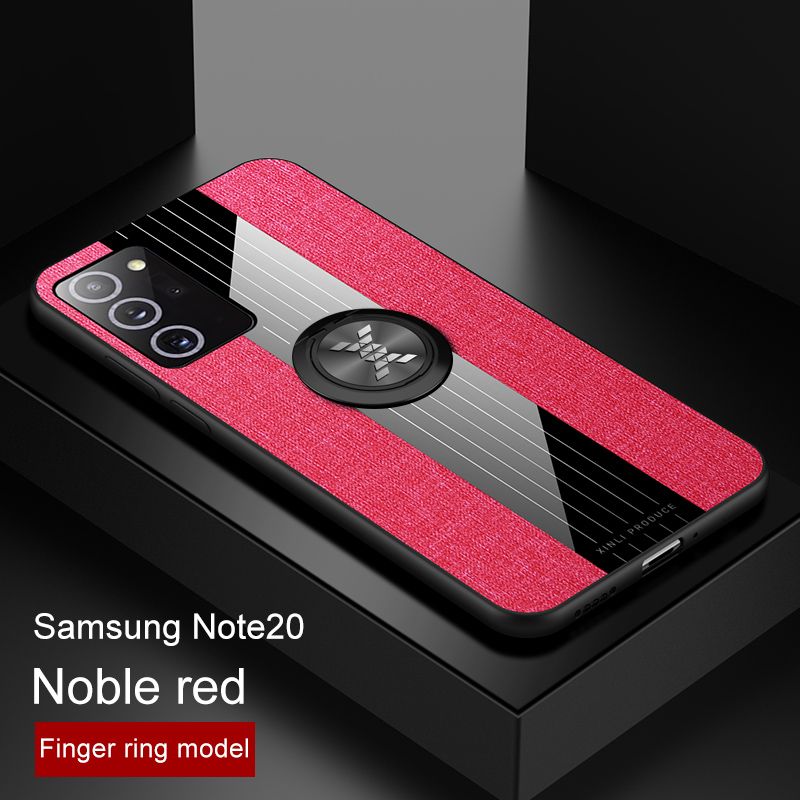 icasecover for Samsung Galaxy Note 20 Hard Case Hybrid Shockproof Fabric Silicone Splicing Color Car Magnetic Ring Buckle Back Cover