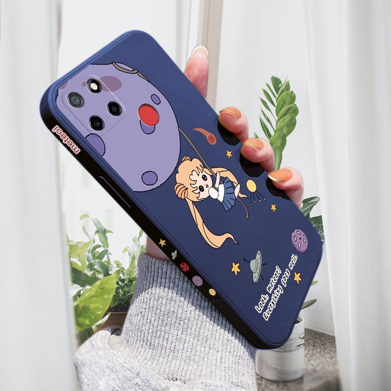 AMORVOR for Realme C25/C25S/C12/Narzo 20/Narzo 30A Back Cover Lovely Sailor Moon Side design Soft Case Liquid Silicone Phone Cases