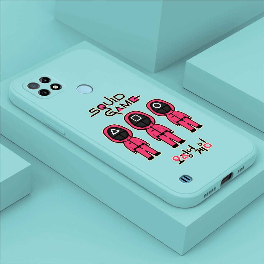 ZeroQiQi for Realme C21 Case Trend Cartoon Korean Squid Phone Cover Liquid Silicone Case Phone Protective Case