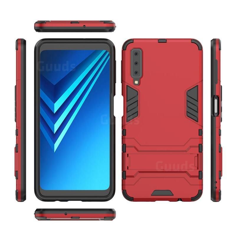 Armor Back Cover for Samsung A7 (2018) -Red