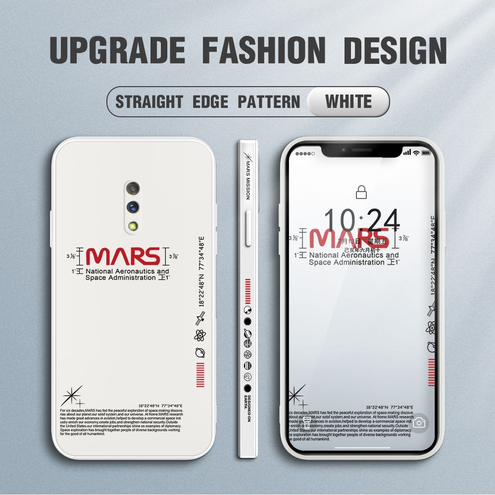 Jizetin for Realme X Case New NASA Design Side Design Phone Case Square Edge Pattern Liquid Silicone Cases Full Cover Camera Soft Protection Case