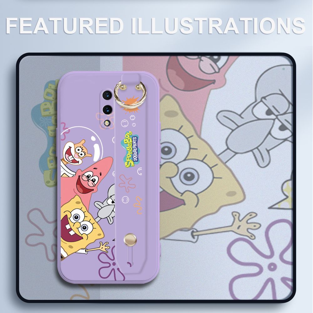 UCUC for OnePlus 7 Wrist Strap Case Funny Cartoon Sea Creatures Cover Ultra Thin Anti Fall Liquid Silicone Phone Case