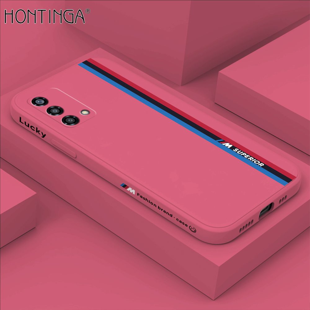 Hontinga for OPPO F19 A95 A74 4G Back Cover Fashion Racing  Side Design Case Square Edge Liquid Silicone Phone Case