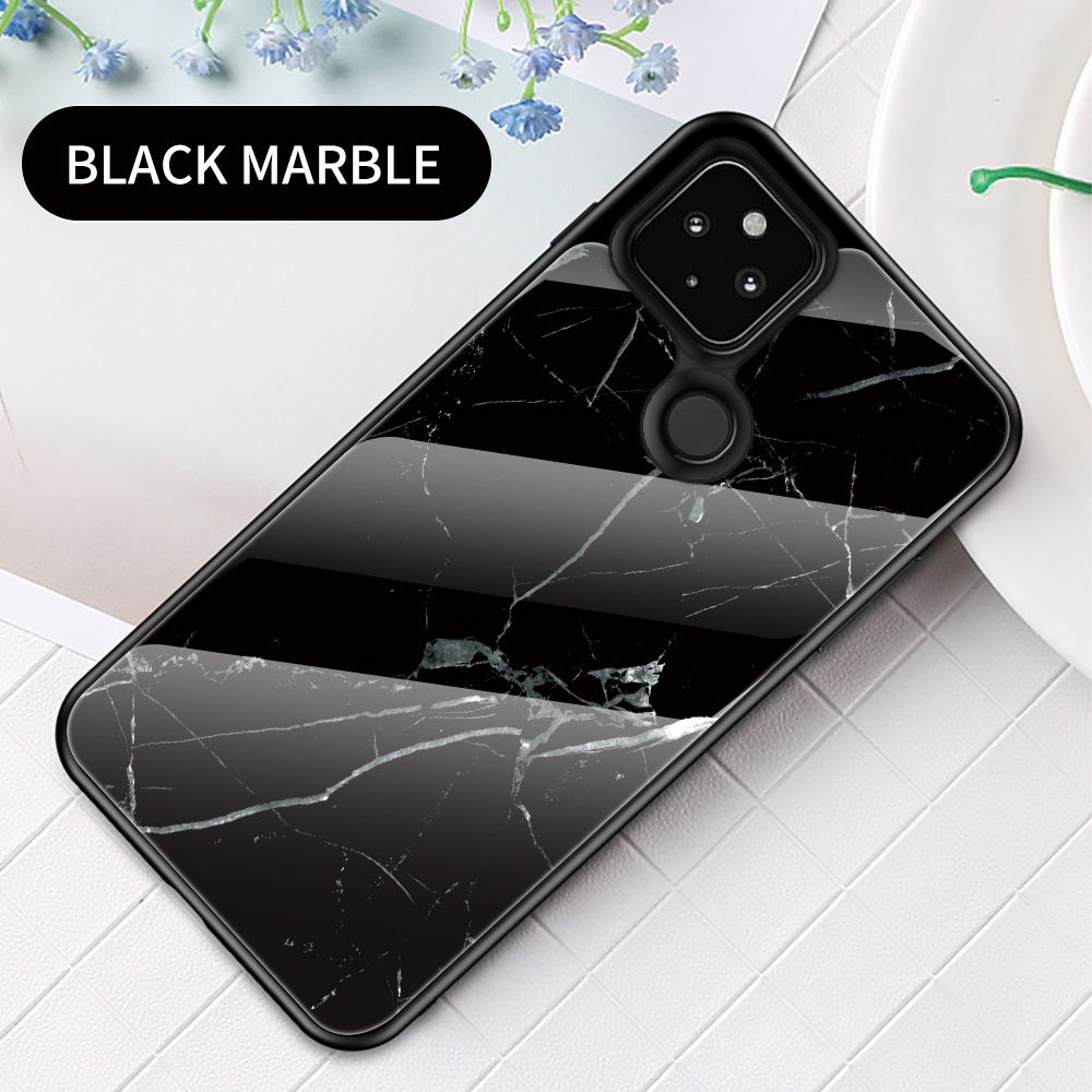 Case for Google Pixel 5 Tempered Glass Protective Layer on the Back and TPU Bumper Anti+shock Shock Absorption Protective Cover
