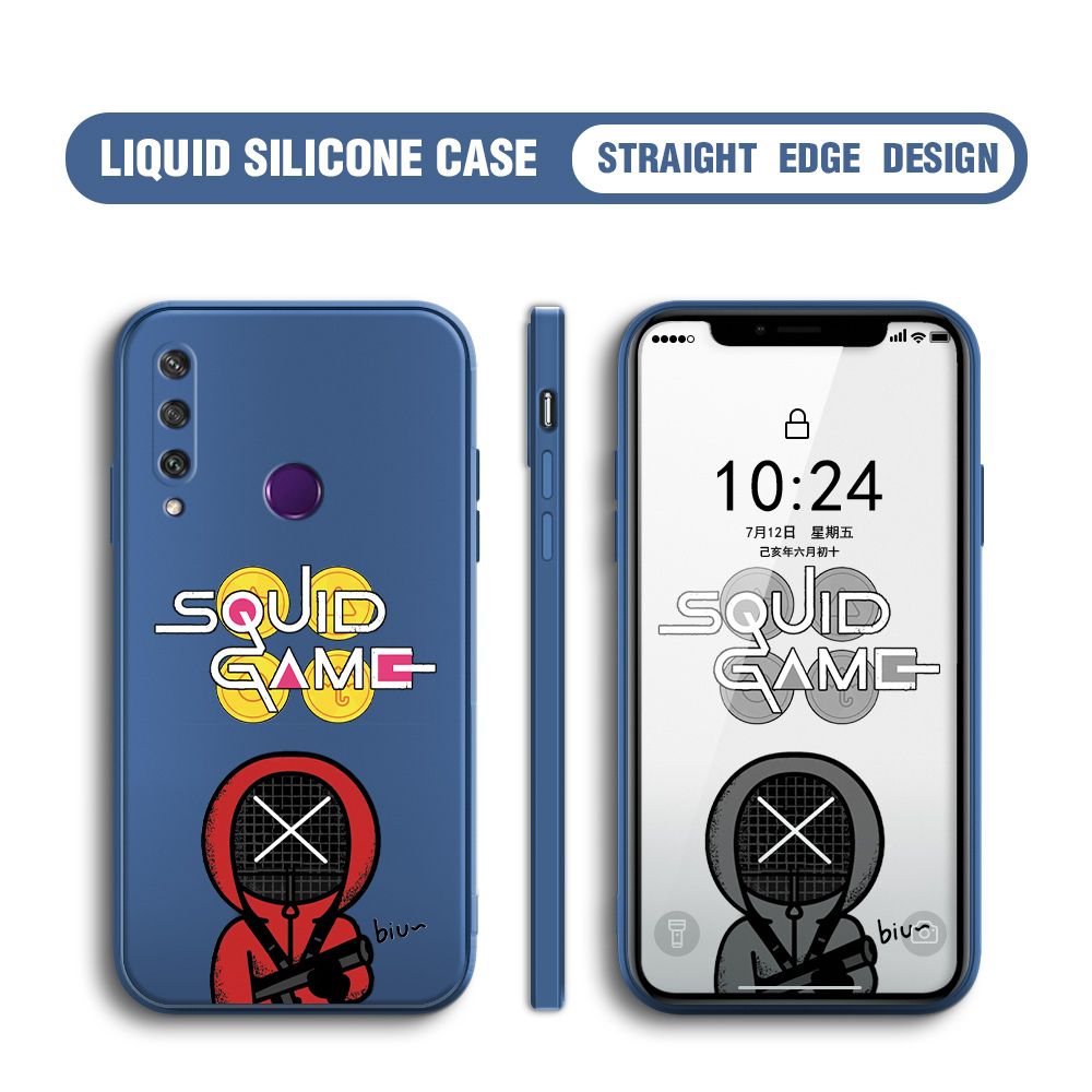 Jizetin for Huawei Y6P Case Fashion Cartoon Judge Role Phone Cover Square Liquid Silicone Trend Phone Case
