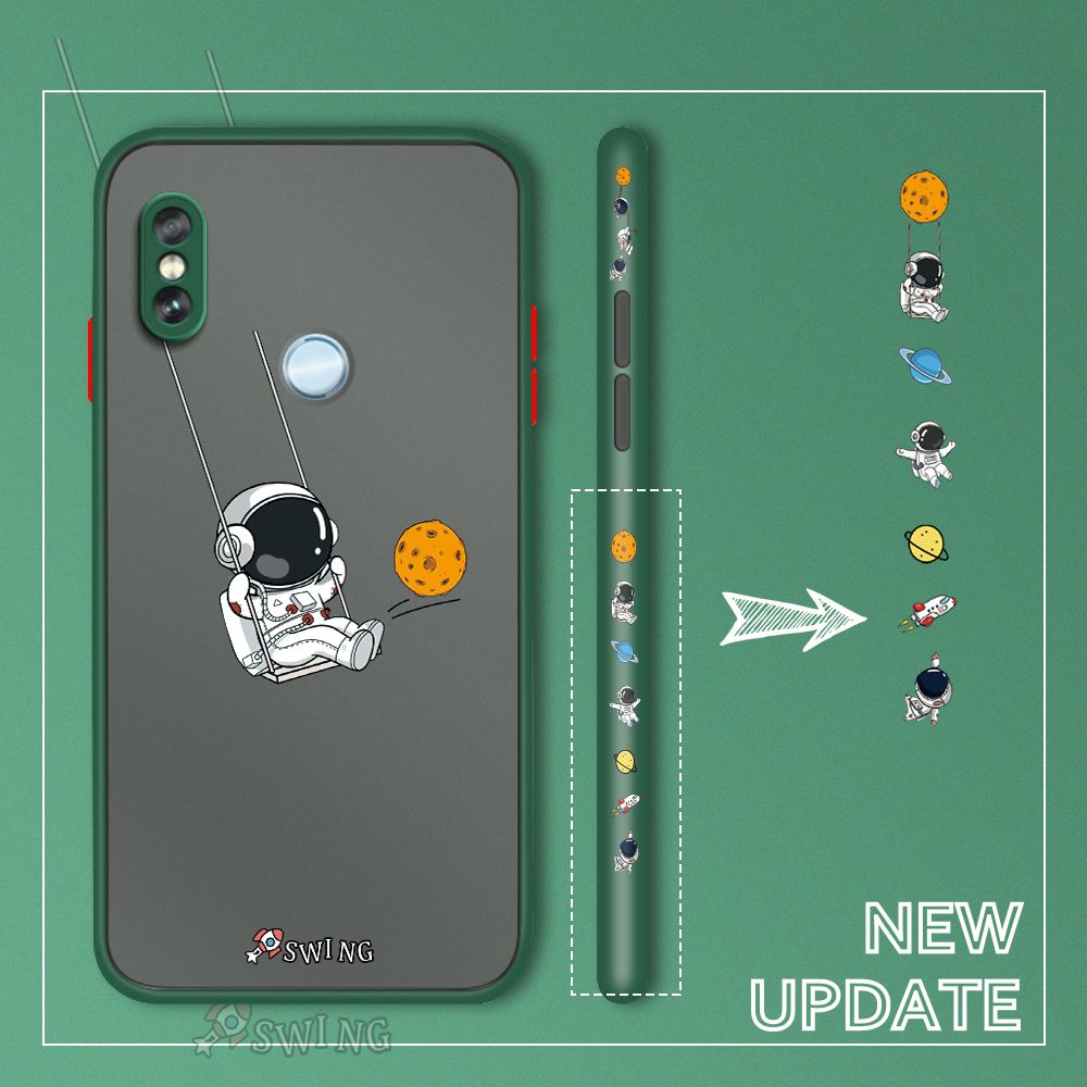 UCUC for Redmi Note 5 / Note5 Pro Back Cover Swing Astronaut Side Printed Design Phone Case Ultra Thin Frosted Cover Shockproof Phone Cover