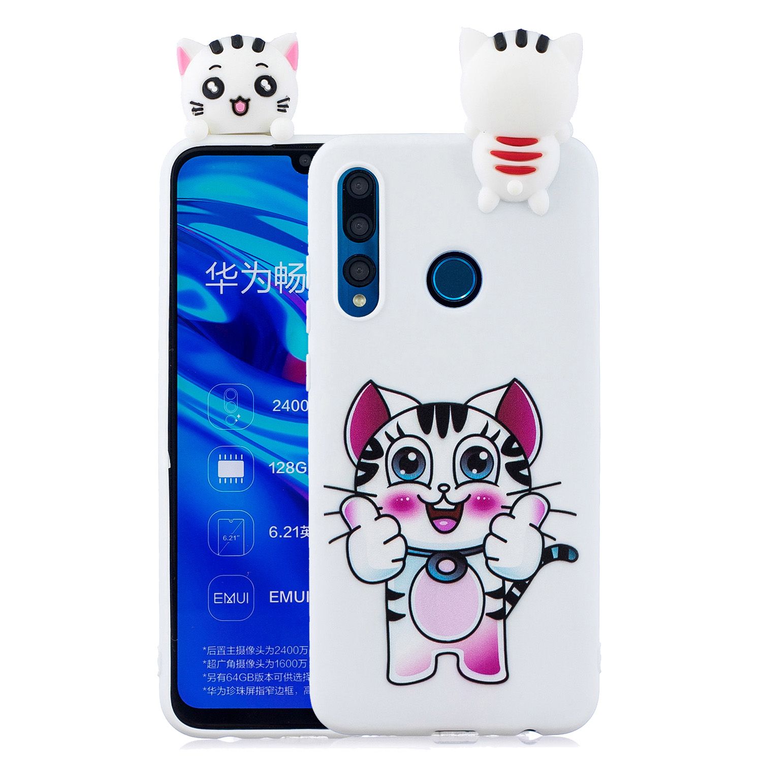 Yfashion Fashion 3D Colorful Cartoon Pattern PU Soft Shell Non-slip Protective Cover for HUAWEI Y7 2019