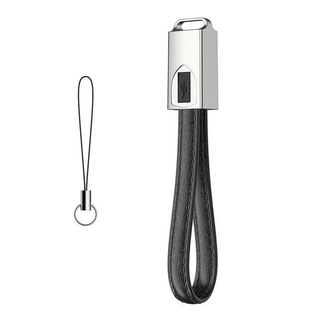 2A Portable Leather Keychain Ring Charging Cable Fast Charge Short Keychain Cable Gift keychain Data Cord For iPhone Huawei