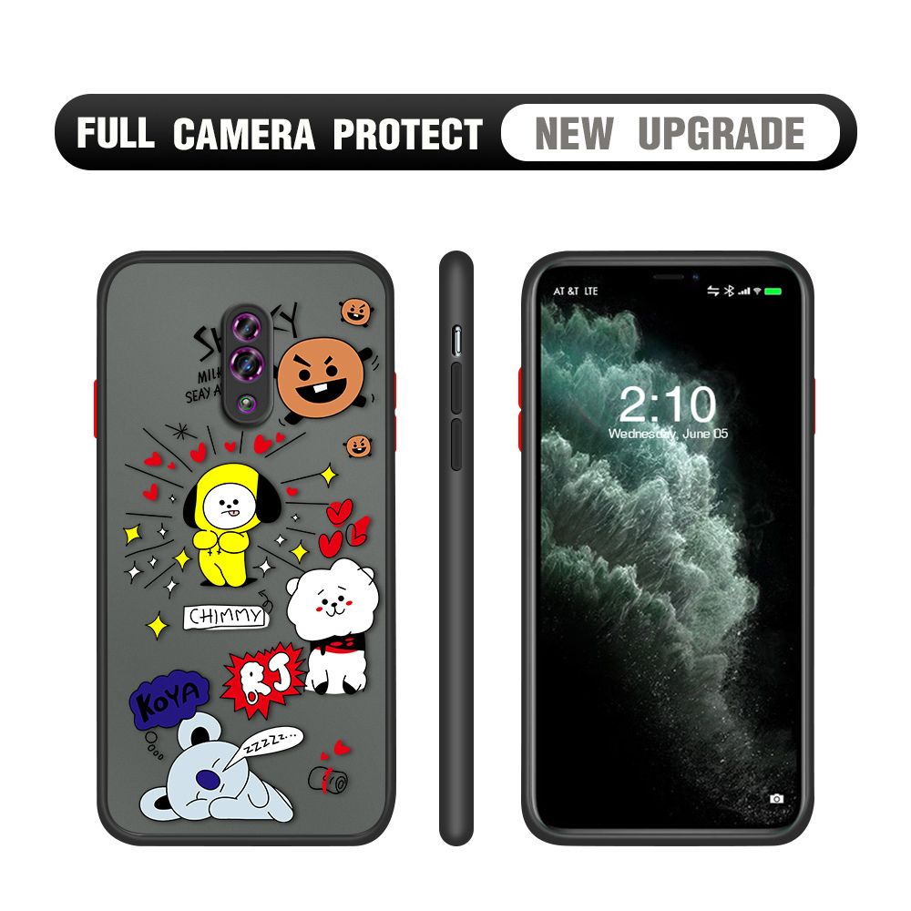 Hontinga for OPPO Reno Case Cute Cartoon Animals Camera Shockproof Protection Casing Edge Frosted Transparent Phone Cover