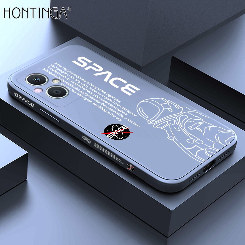 Hontinga for OPPO F21 Pro 5G / Reno7 Z 5G Back Cover Cool Astronaut Design Side Design Case Square Edge Liquid Silicone Phone Case