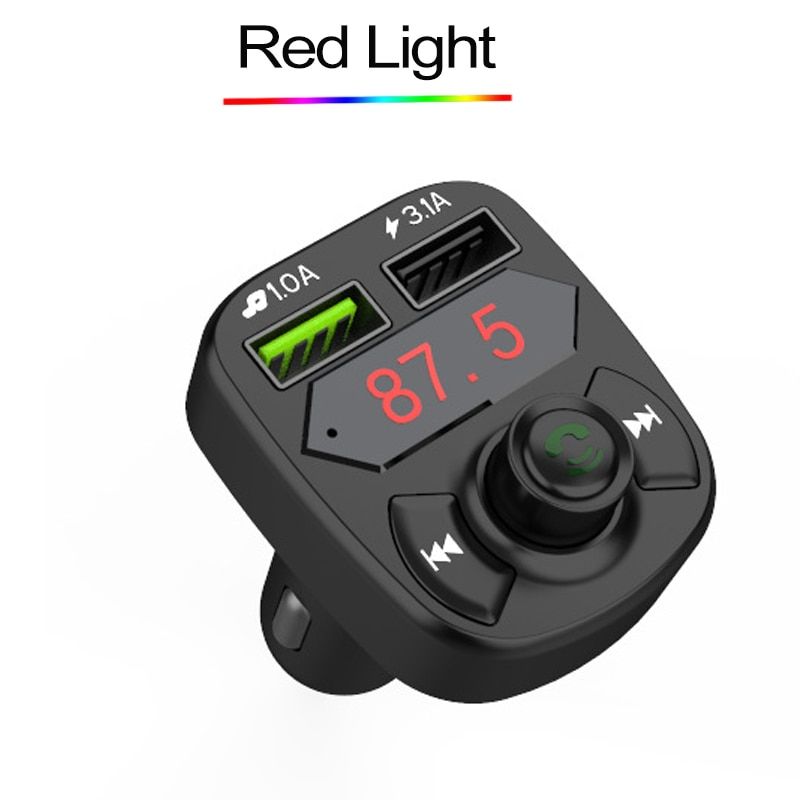 JINSERTA Bluetooth 5.0 FM Radio Tran_s_mitter Car Handsfree Calling Wireless Aux Audio Support U Disk/TF Card 3.1A USB Car Charger