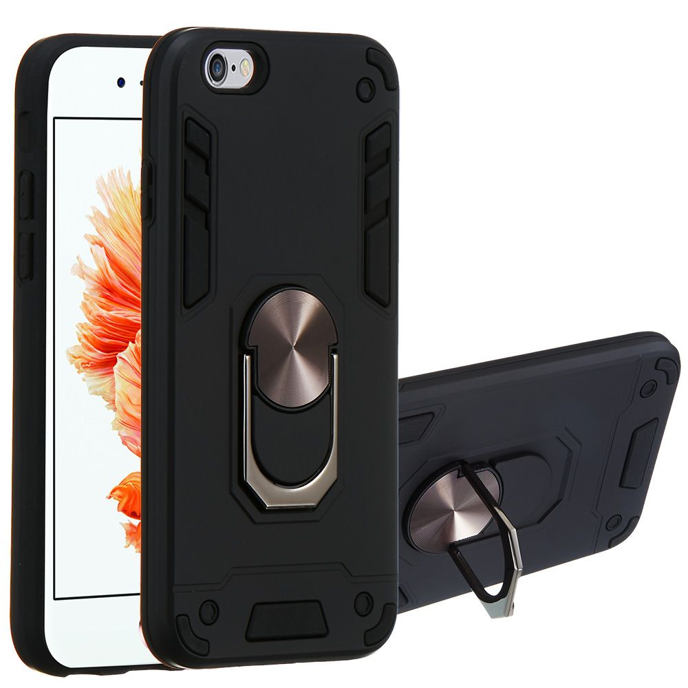 For Iphone 6 Double-layer Warframe Series with 360 Degree Rotating Ring Ruggedized Shock Protective Case