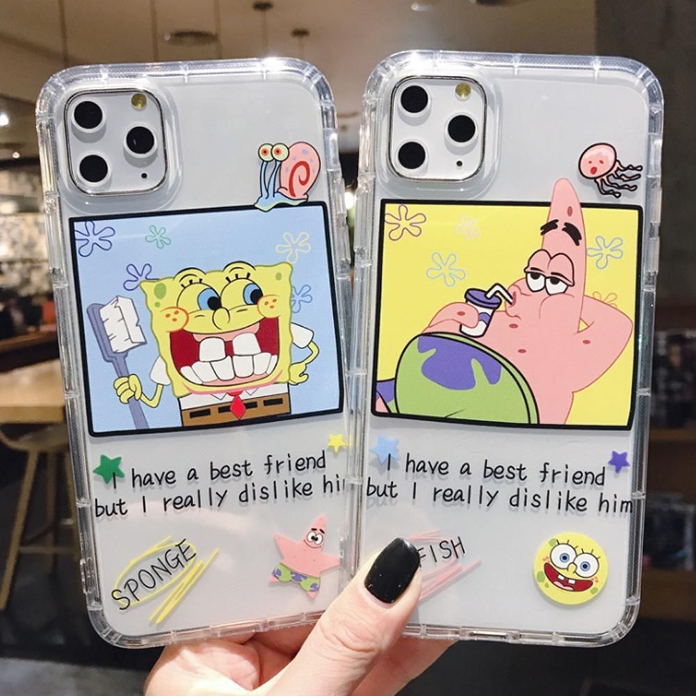Cartoon SpongeBob Phone Case For phone 11 Pro MAX SE 2020 X XR XS MAX 8 7 Plus Cover fashion cute soft cases