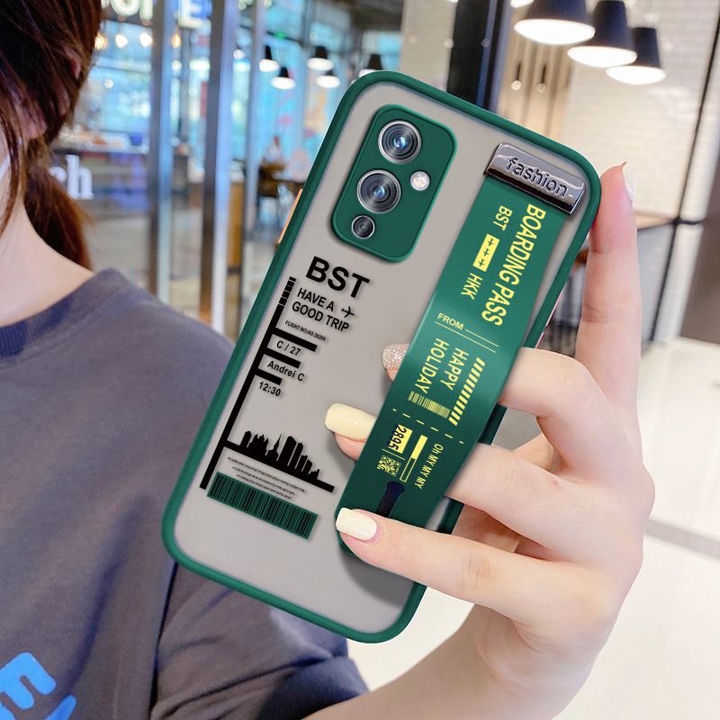 UCUC for OnePlus 9 Wrist Strap Case Creative Printing City Landscape Wristband Printing Cover Shockproof Frosted Phone Case