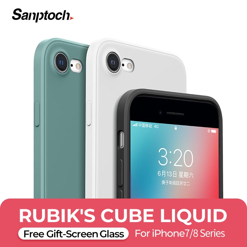 Rubik's Cube   Silicone Case For iPhone 7 8 Plus SE2 Back Phone Cover For iPhone 7 8 SE 2020 Straight Edge Shell All-inclusive Lens Protection Casing