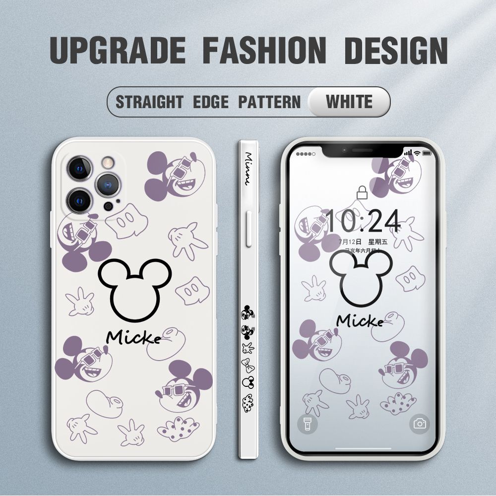 FHKL for iPhone 12 Pro Max Back Cover Mickey Print Side design Soft Case Multicolor Liquid Silicone Phone Cases