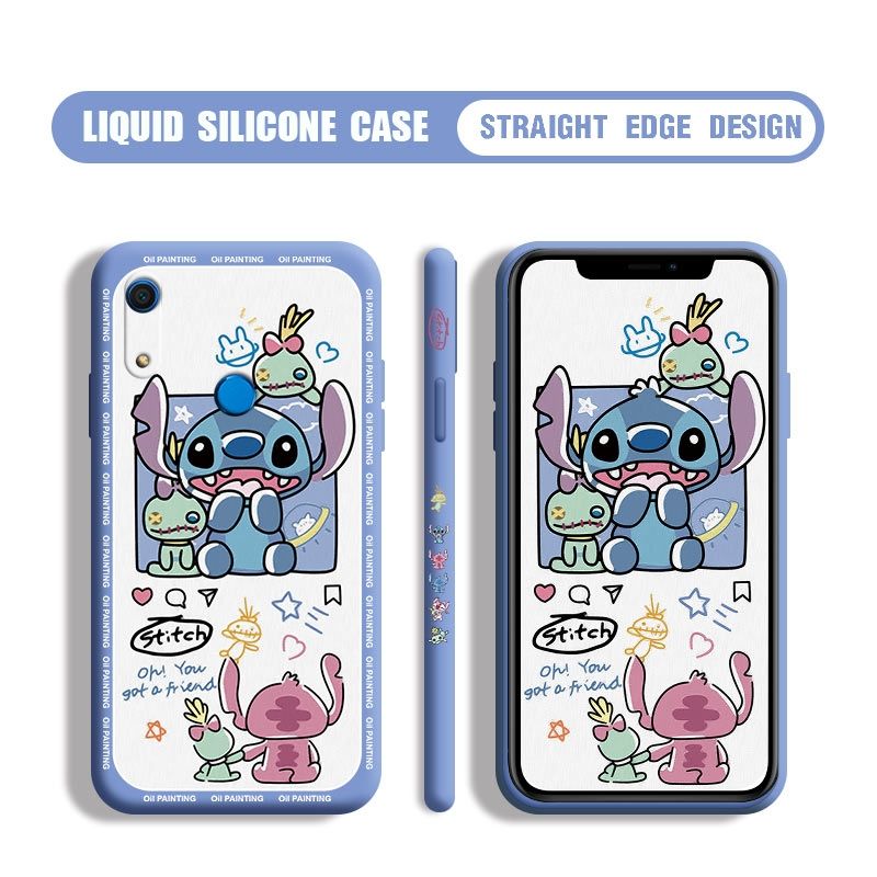 For HUAWEI Y5P  Y6s Y5  Y6  Y6 Pro  Y7  Y9S Interstellar baby Angel and Stitch planet couple mobile phone protective shell liquid silicone all-inclusive lens mobile phone case