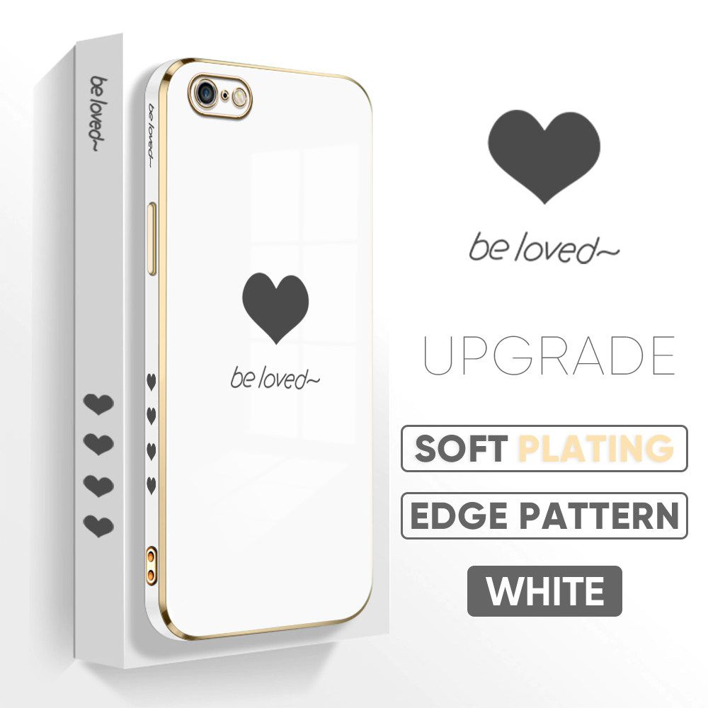 TA for iPhone 6 Plus / 6S Plus Back Cover + Free Lanyard Simple Love Luxury 6D Plating Case Side Pattern Soft Silicone Square Phone Cases