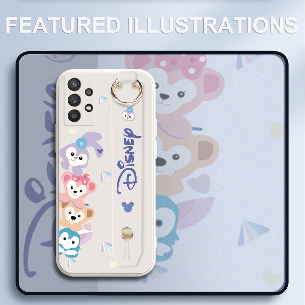 UCUC for Samsung Galaxy A32 5G Wrist Strap Case Creative Cartoon Cute Bunny Cover Ultra Thin Anti Fall Liquid Silicone Phone Case