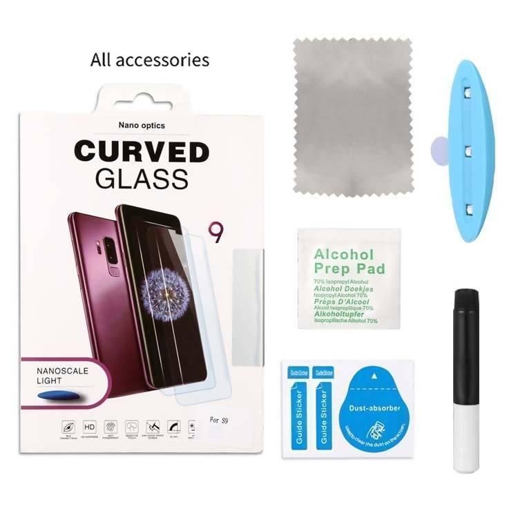 Galaxy S9 plus Nano Optics Curved Liquid Full Adhesive Glass Protector with UV light Dryer-Transparent