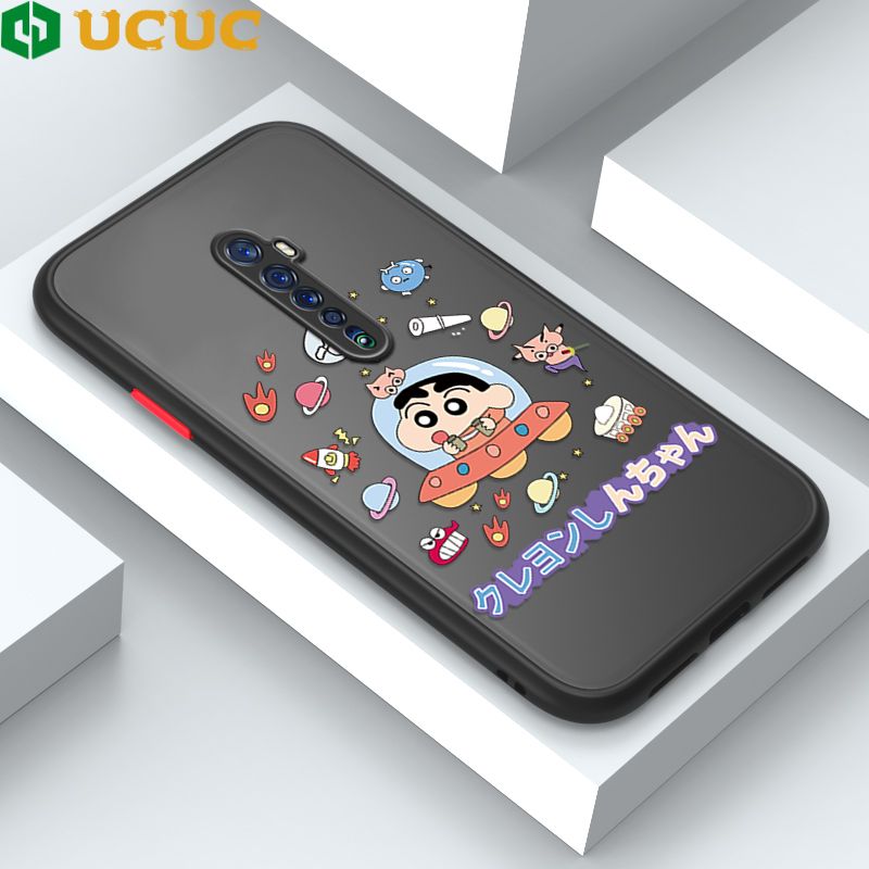 UCUC for OPPO Reno 2 Back Cover Spaceship Shinchan Frosted Transparent Hard Phone Case Thin Shockproof Full Cover Camera Protect Case