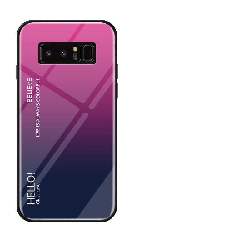 Gradient Color Tempered Glass Casing Protective Case Back Cover Soft TPU Bumper Case For Samsung Galaxy note 8 Case