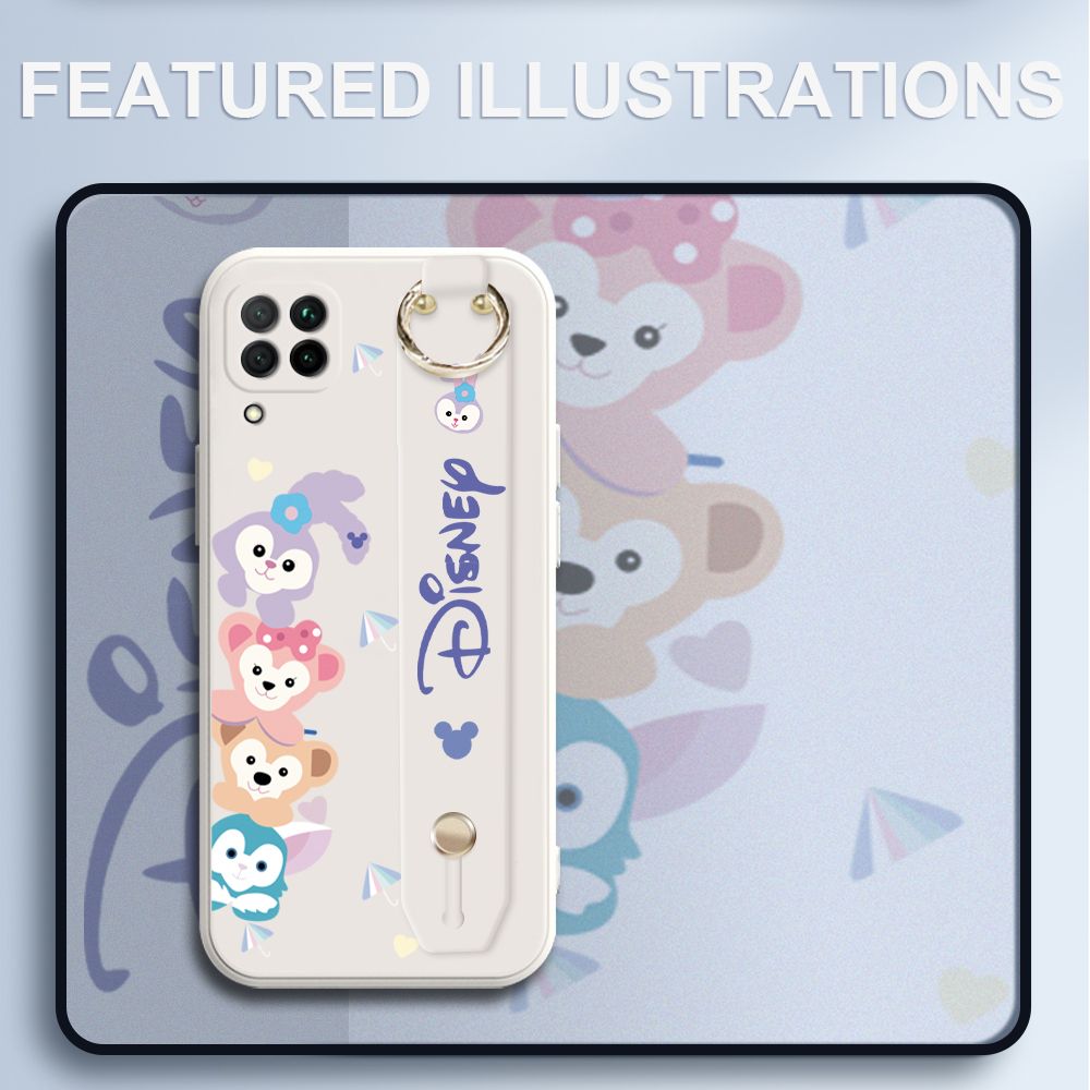 UCUC for Huawei Nova 7i Wrist Strap Case Creative Cartoon Cute Bunny Cover Ultra Thin Anti Fall Liquid Silicone Phone Case