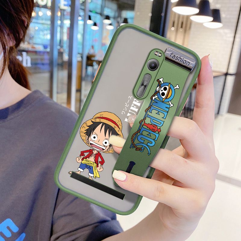 UCUC for ASUS Zenfone 2 Wrist Strap Case Anime One Piece Luffy Wristband Printing Cover Shockproof Frosted Phone Case
