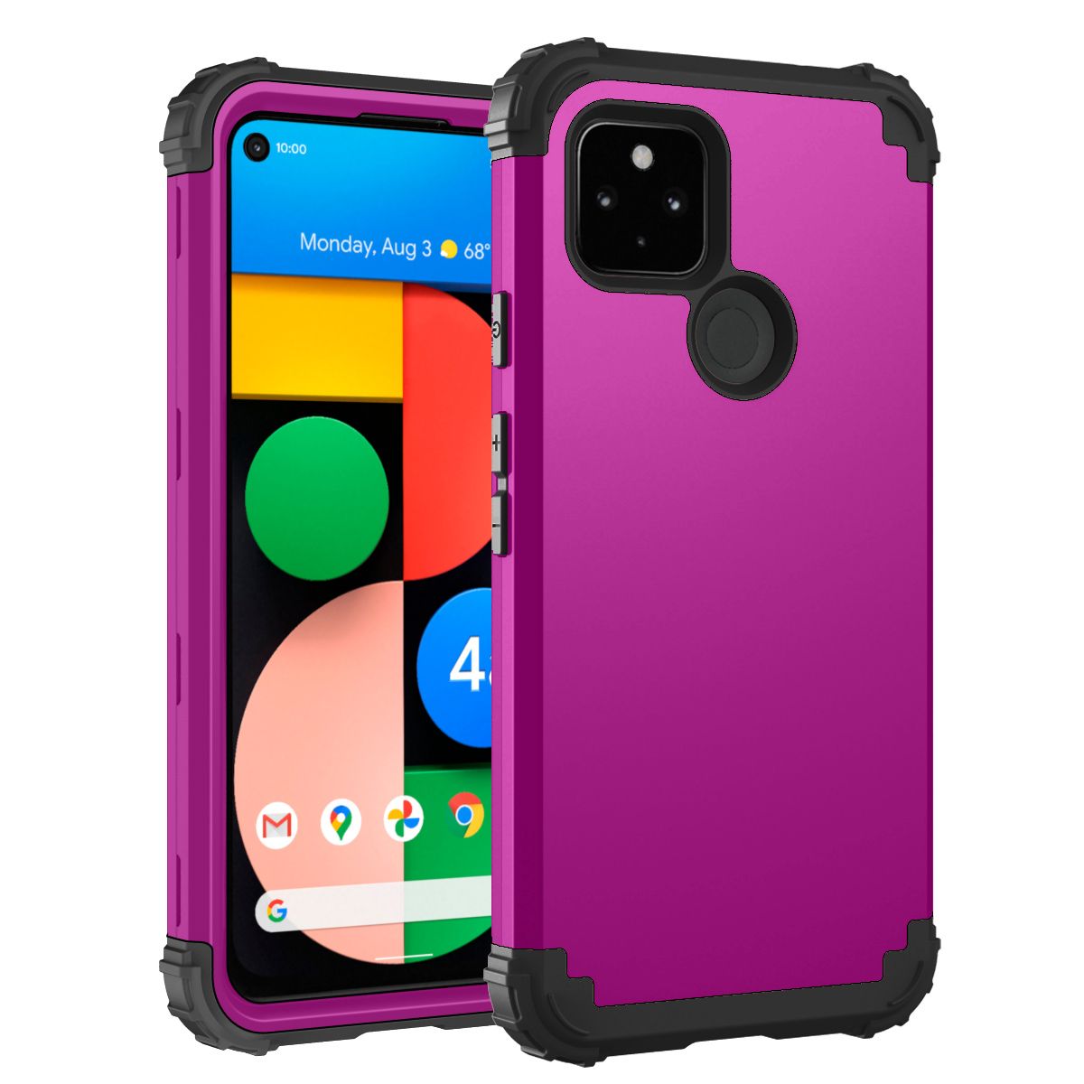 For Google Pixel 4A 5G Hybrid Soft Silicone Hard PC Back Bumper 3 in 1 Rugged Heavy Duty Shockproof Protection Case Cover