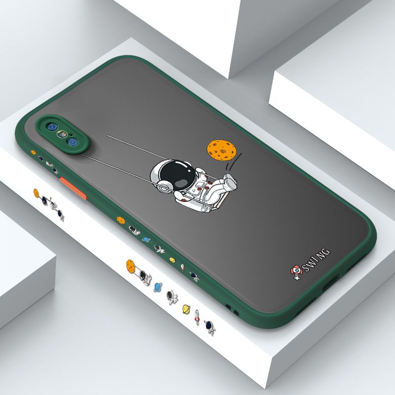 ZeroQiQi for iPhone XS MAX Case Astronaut Swinging Side Printing Cover Frosted Ultra Thin Protective Anti Fall Phone Case