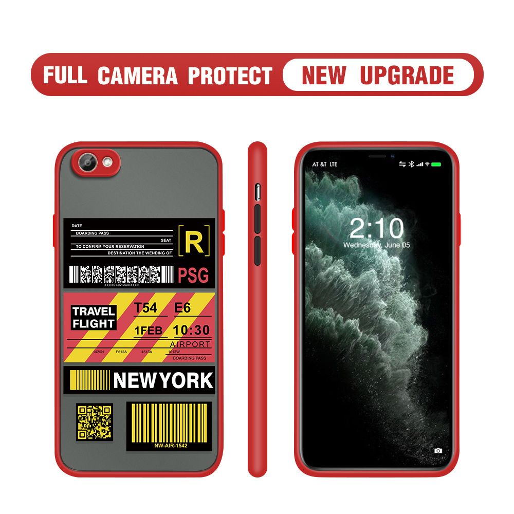 Hontinga for Vivo Y66 Case Creative Flight Ticket Cover Camera Shockproof Protection Case Edge Frosted Transparent Phone Cover