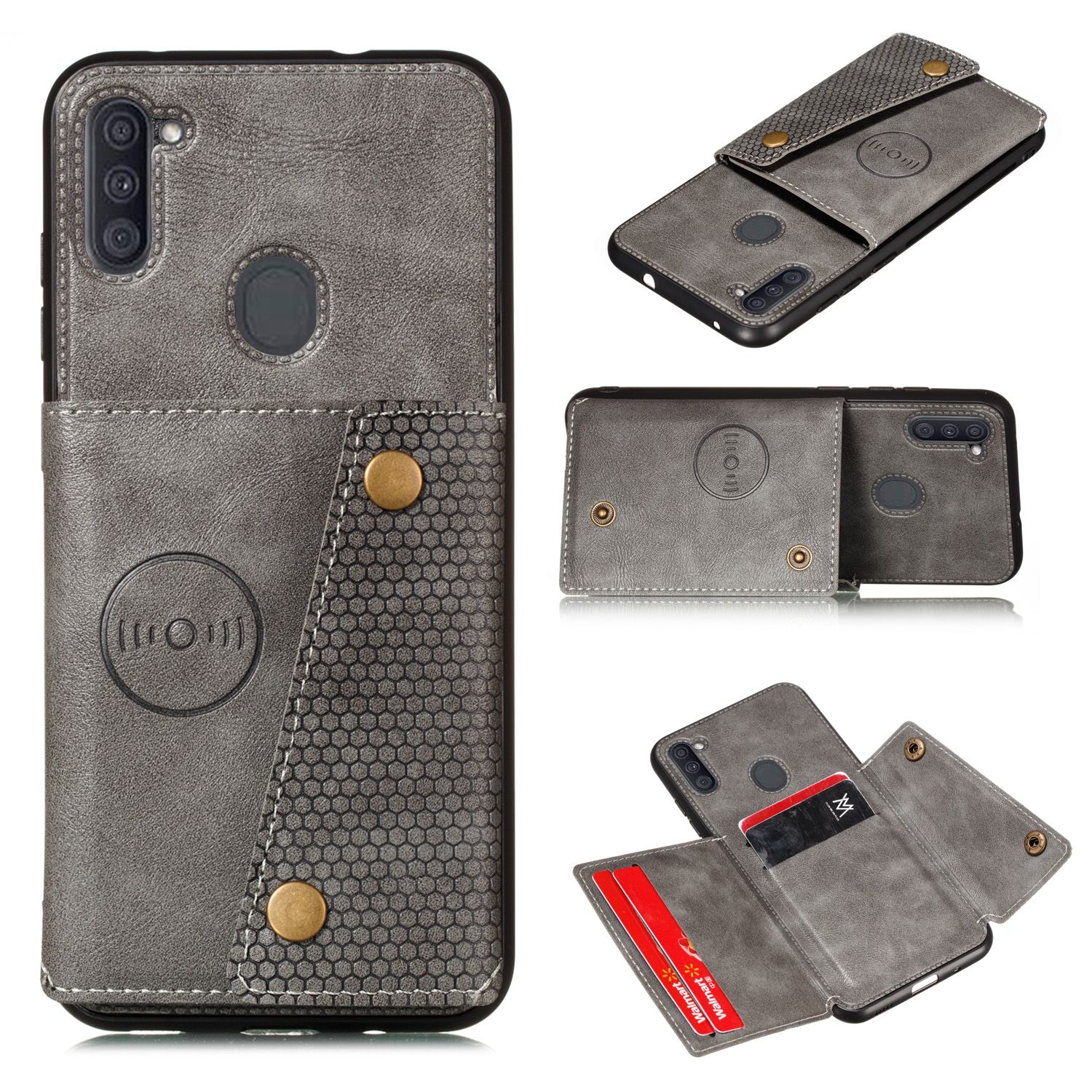 For 1/A21S/A11 PU Mobile Phone Case Shell Back Cover with Cards Slot Style