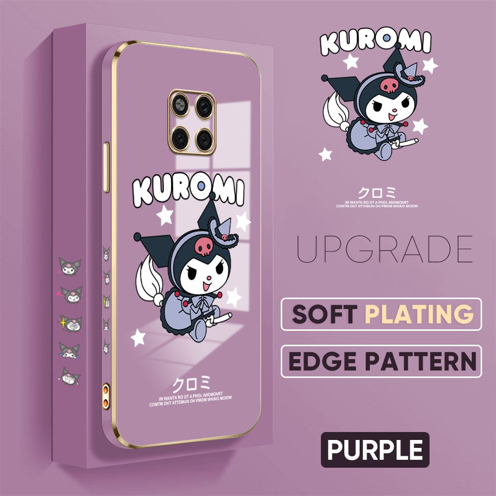 TA for Huawei Mate 20 Pro Back Cover + Free Lanyard Cute Kuromi Luxury 6D Plating Case Side Pattern Soft Silicone Square Phone Cases
