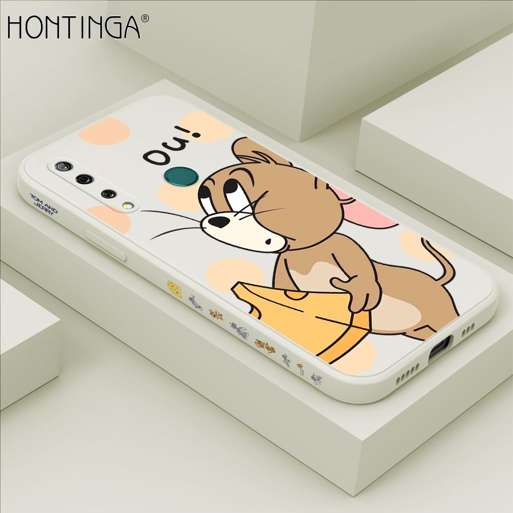 Hontinga for Huawei Y9 Prime 2019 Case Side Design Cute Cartoon Mouse Back Cover Soft Square Edge Pattern Liquid Silicone Trend Phone Cases