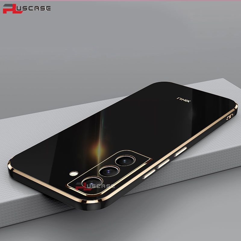 PlusCase for Samsung Galaxy S21 5G 6D Plating Soft Case Lens Protector Square Frame Silicone Glossy Shockproof Phone Back Cover