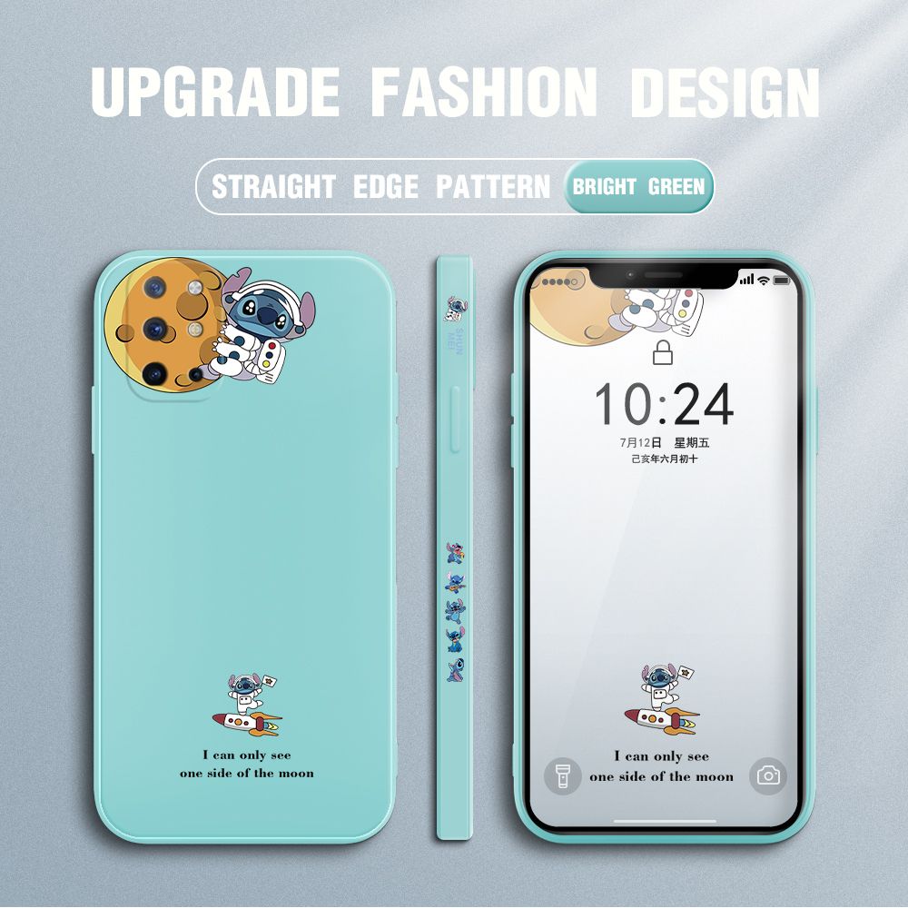 Jizetin for OnePlus 8T Case Side Design Phone Cover  Astronaut Stitch Cover Square Edge Pattern Liquid Silicone Trend Case