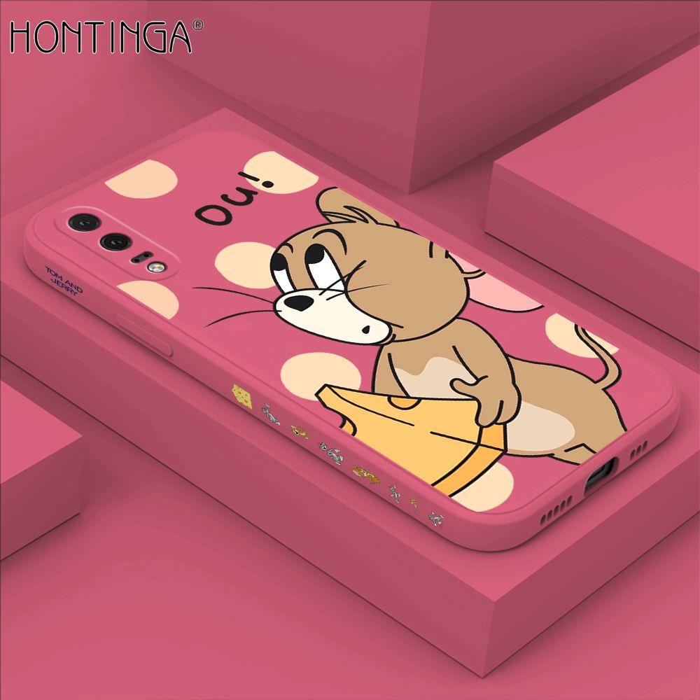Hontinga for Huawei P20 Case Side Design Cute Cartoon Mouse Back Cover Soft Square Edge Pattern Liquid Silicone Trend Phone Cases