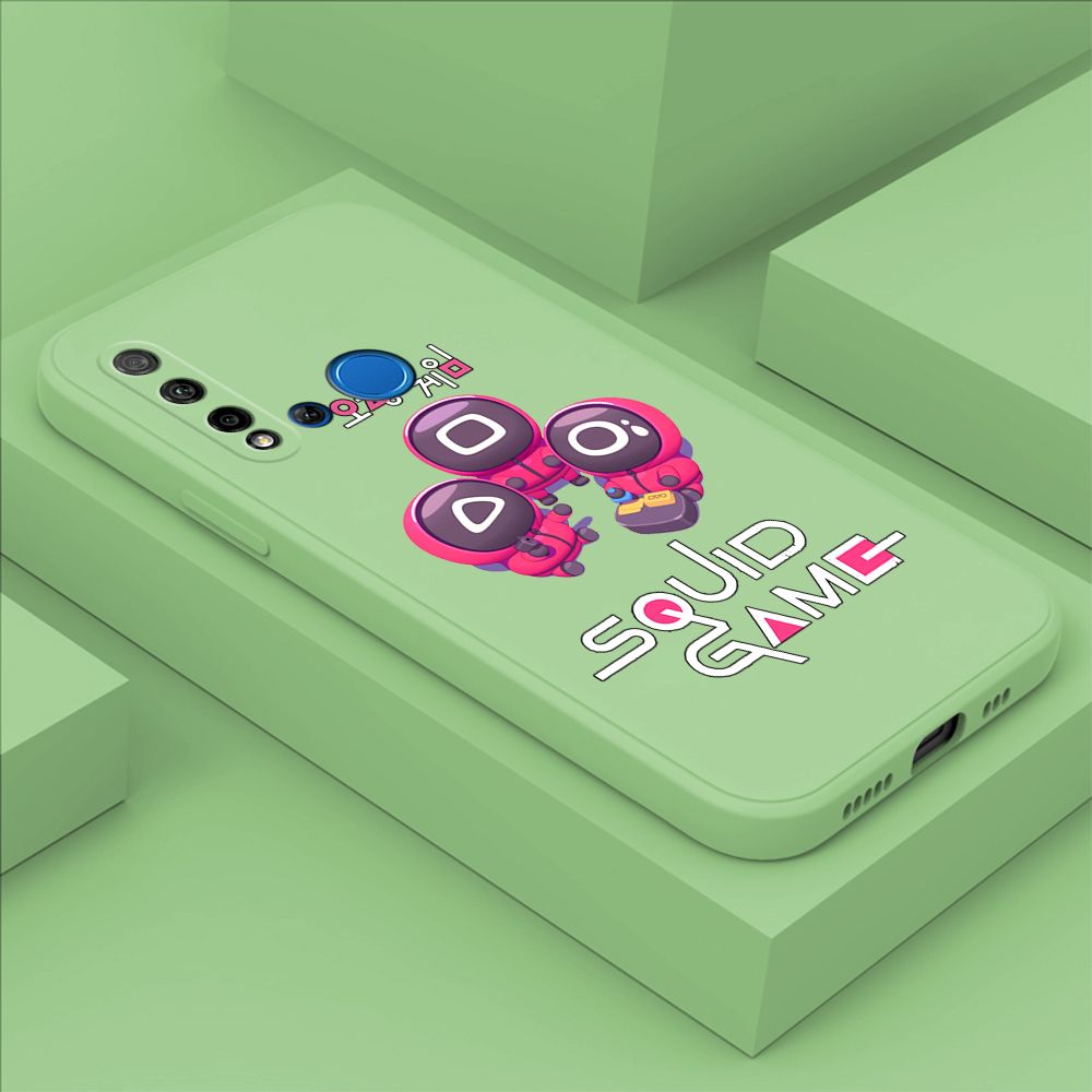 ZeroQiQi for Huawei Nova 5i Case Cute Cartoon Cute Squid Character Phone Cover Square Liquid Silicone Shockproof Phone Protective Case