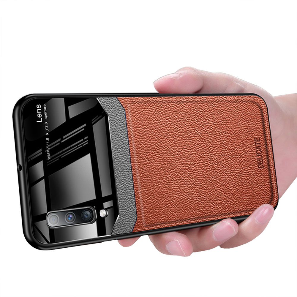 Case For Samsung Galaxy A70 Leather Mirror Tempered Glass Shockproof Phone Back Cover