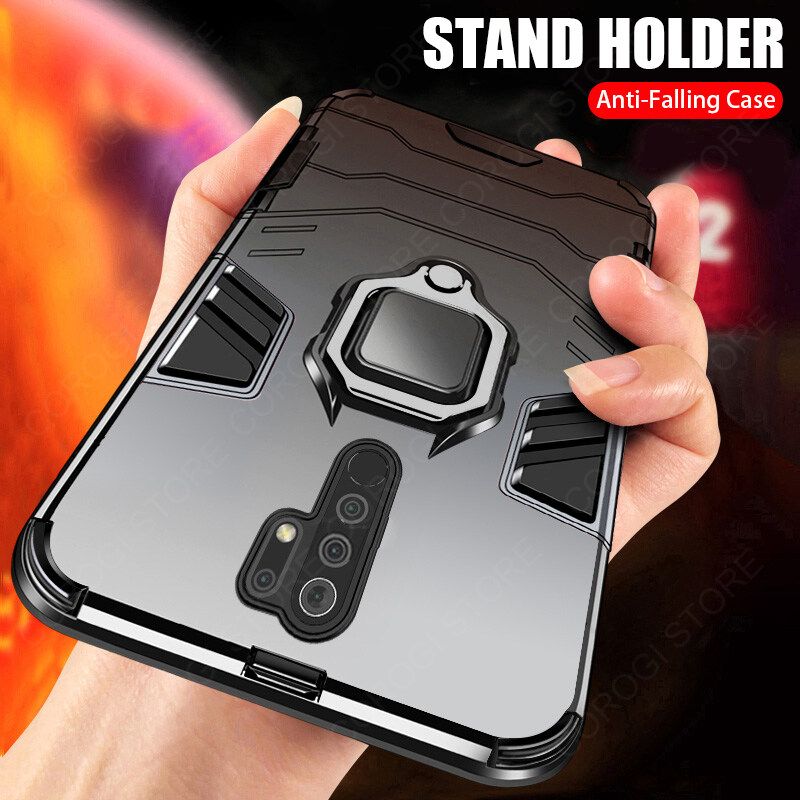 For Xiaomi Redmi 9 Cover Military Grade Shockproof Armor Phone Case Metal Ring Stand Holder Magnetic Car Mount Hard Protective Back Cover