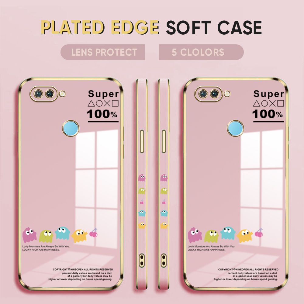 Luxury 6D Plating Case for Realme U1 Back Cover Game Little Monster Side Pattern Soft Silicone Square Phone Cases