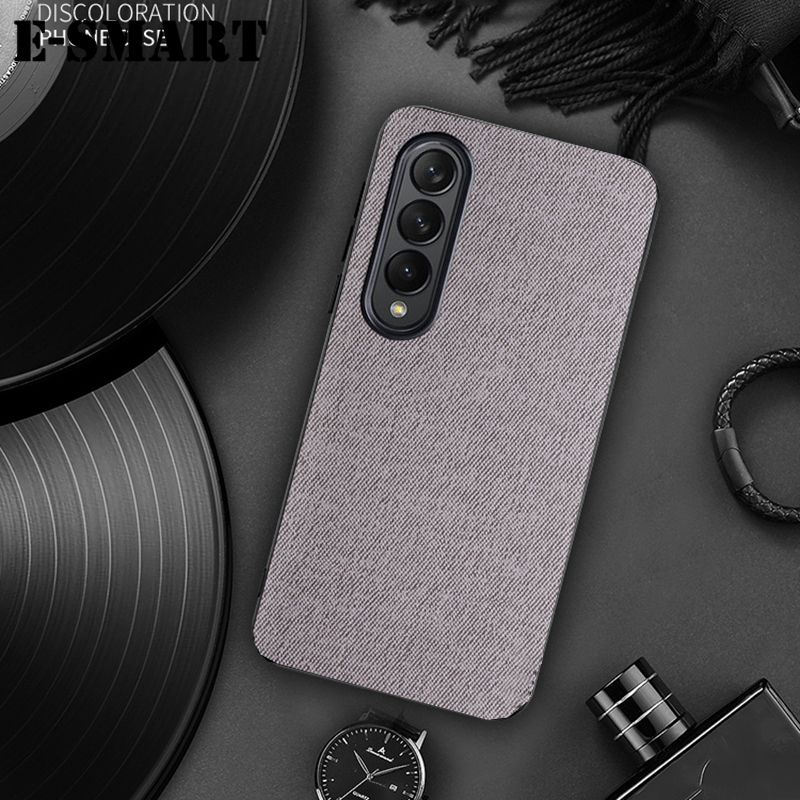 Cloth Phone Case For Samsung Galaxy Z Fold3 Case Linen Soft Back Cover With Silicone Frame Anti-knock Cases For Samsung Galaxy Z Fold 3