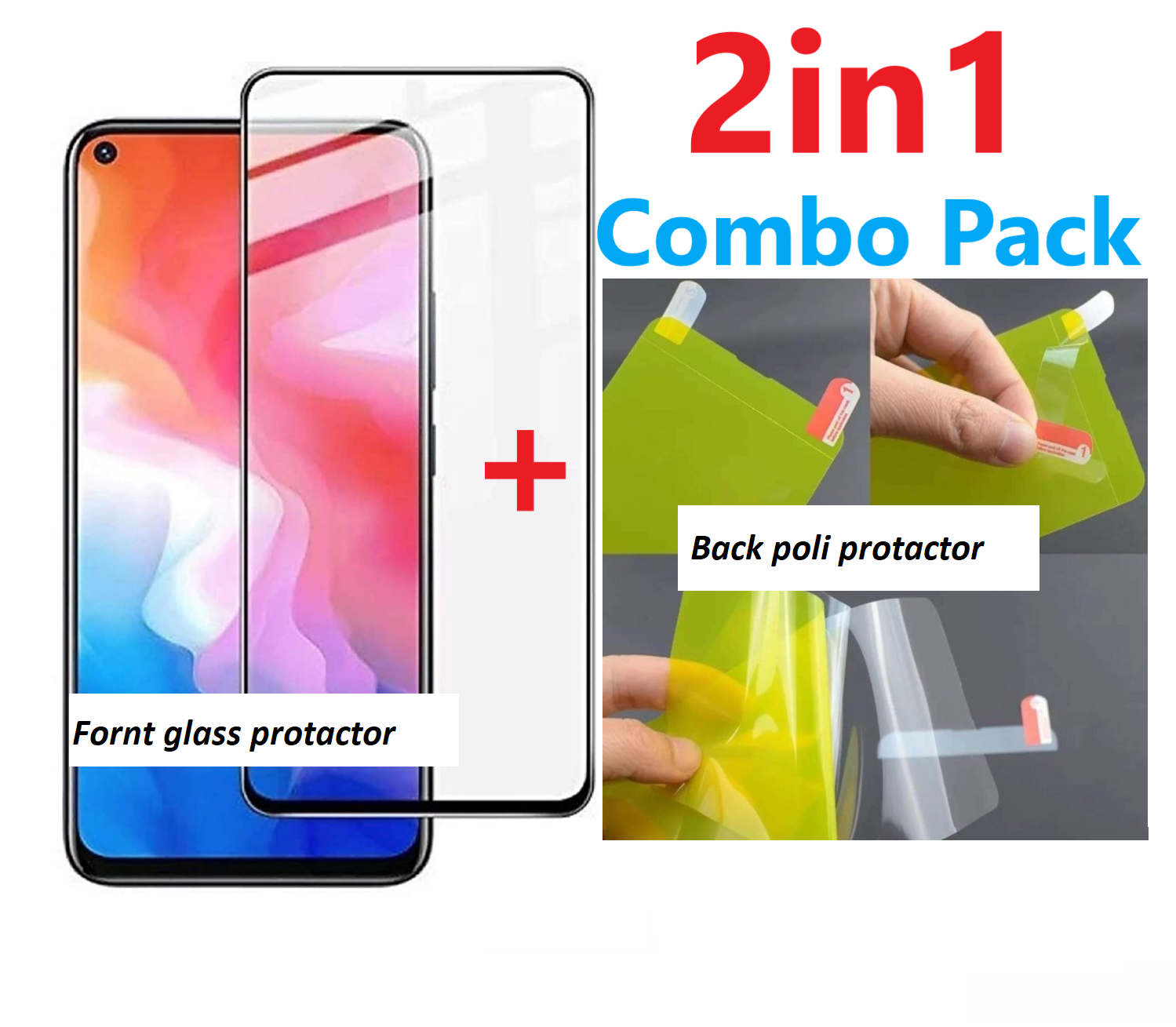 Poco x2-2in1 Protector Combo Pack(fornt Screen Protector Glass+Back Protector Poly)