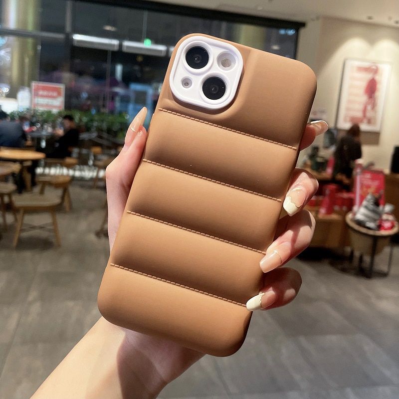 Fashion Brand Down Jacket Soft Silicon Cover For iPhone 13 11 12 Mini Pro Max XR X S XS 7 8 Plus The Puffer Case Shockproof Capa