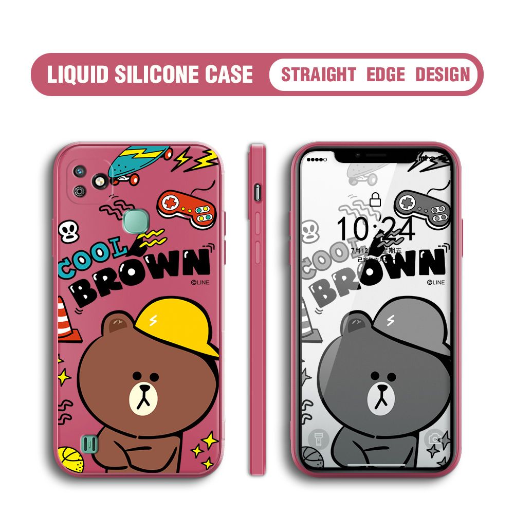 BILI for Infinix Smart HD 2021 Back Cover Cool Gaming Brown Bear  Multicolor Liquid Silicone Phone Case Soft Square Lens Protection Phone Cases