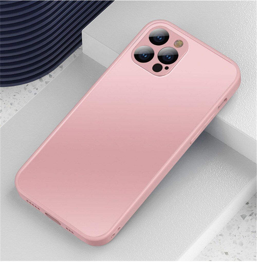 Luxury Matte Tempered Glass Shockproof Case For iPhone 13 12 11 Pro Max XR X S 7 8 Plus SE Mini Square Soft Silicone Cover Capa