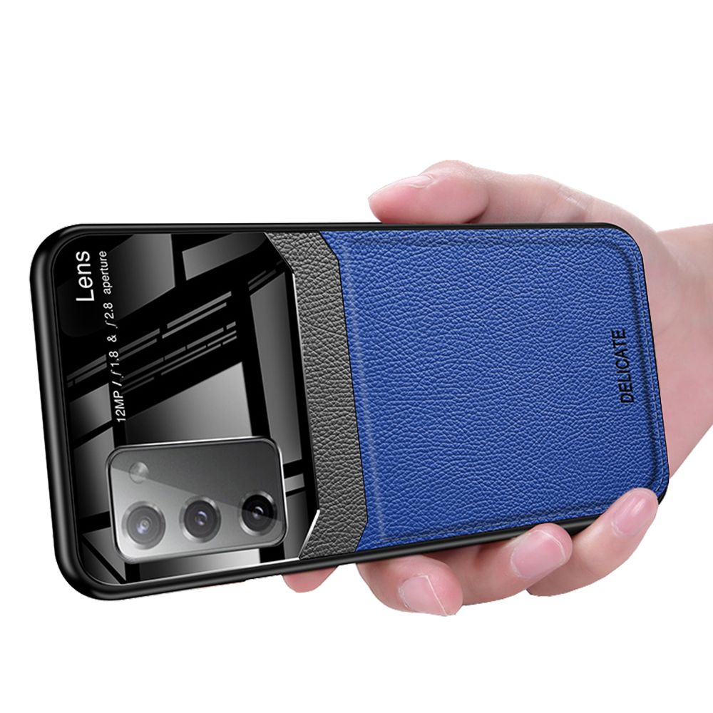 Casing for Samsung Galaxy S20 FE Business Slim Litchi Skin Anti-slip TPU Bumper Hybrid Glass Lens Protective Case Cover